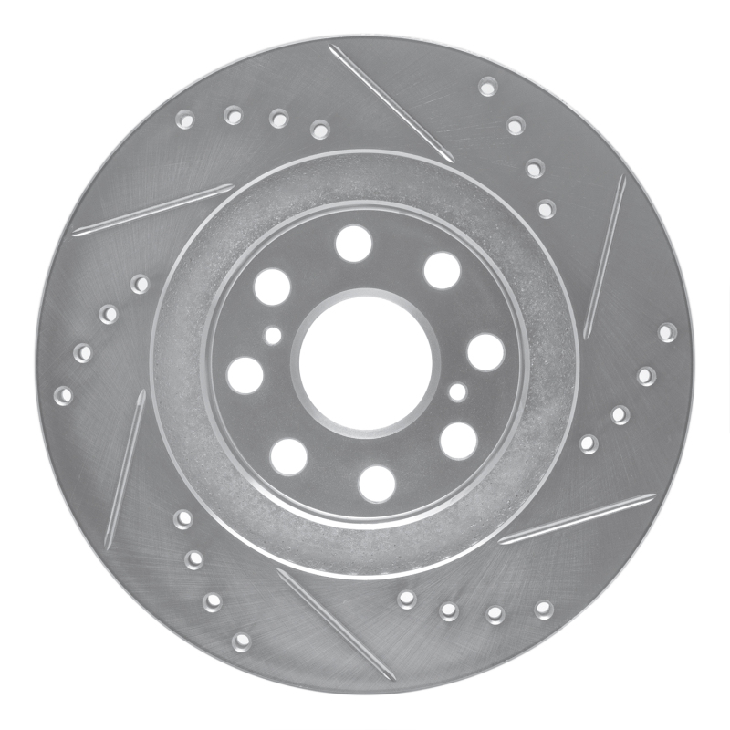 Toyota MR2 Spyder Brake Rotor (1) - Rear Left - R1 Concepts - Drilled & Slotted - Silver - `00-`05